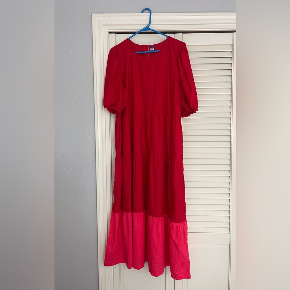 Women’s Old Navy Midi Color Block Dress Red Pink XL